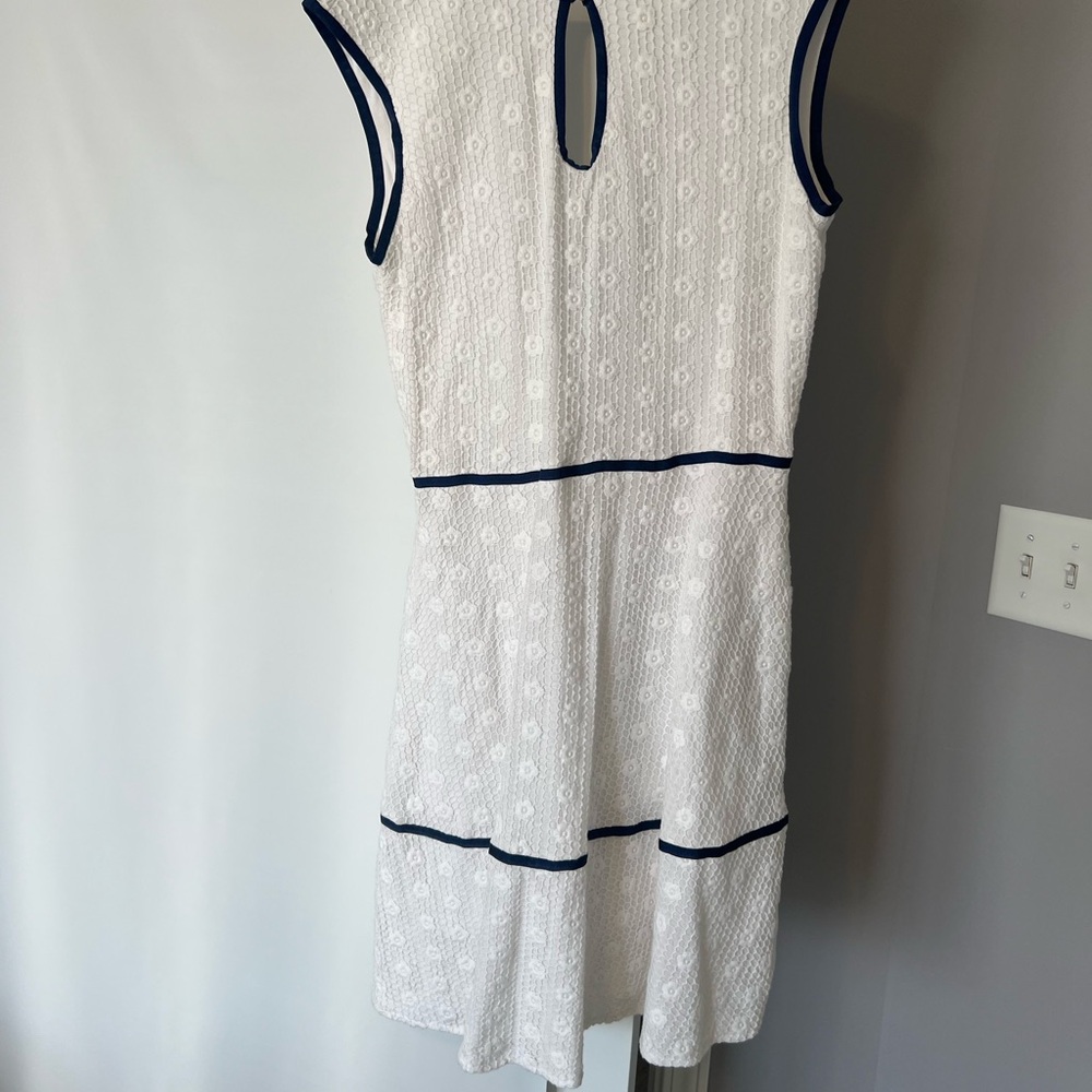 Draper James Cream and Blue Sheath Midi Dress